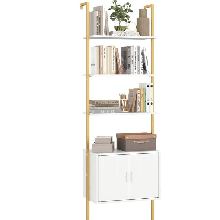 Costway 5-tier Bookshelf Wall Mount Ladder Bookcase White