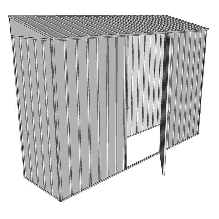 Build-a-Shed 0.8 x 3 x 2m Green Skillion Single Hinged Side Door Shed - Zinc