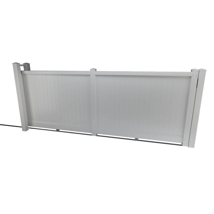 Think Fencing 4800 x 1760mm White PVC Mystique Sliding Gate