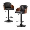 Oikiture 2x Bar Stools Swivel Gas Lift Leather Retro Black OMA