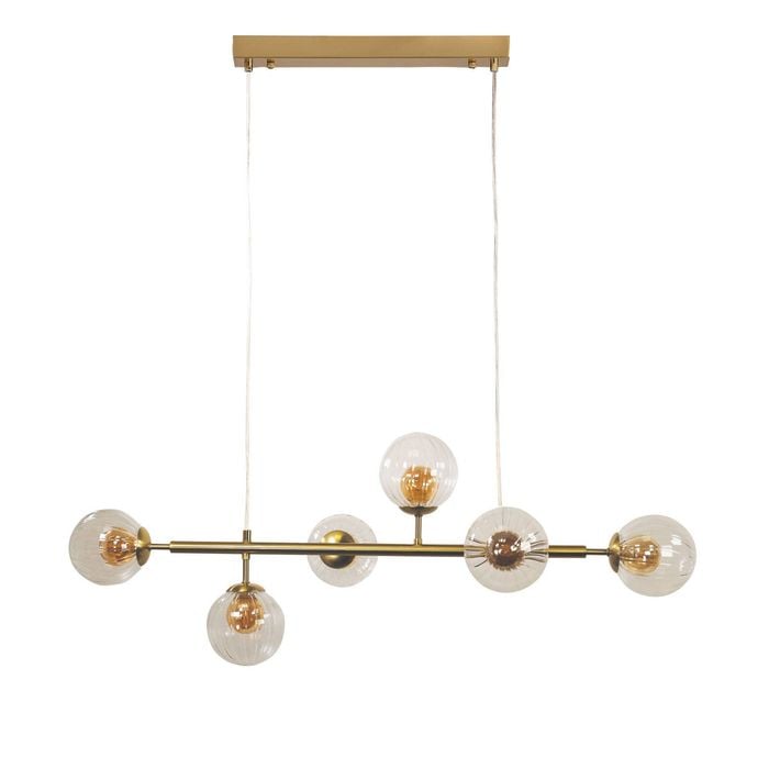 Oriel Lighting Volli 6 Light Optic Glass Pendant Light Satin Brass