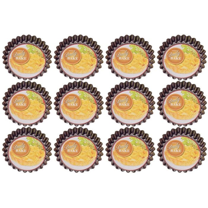 12PK Daily Bake Non-Stick Quiche Pan Loose Base Bakeware 10x2cm - Black