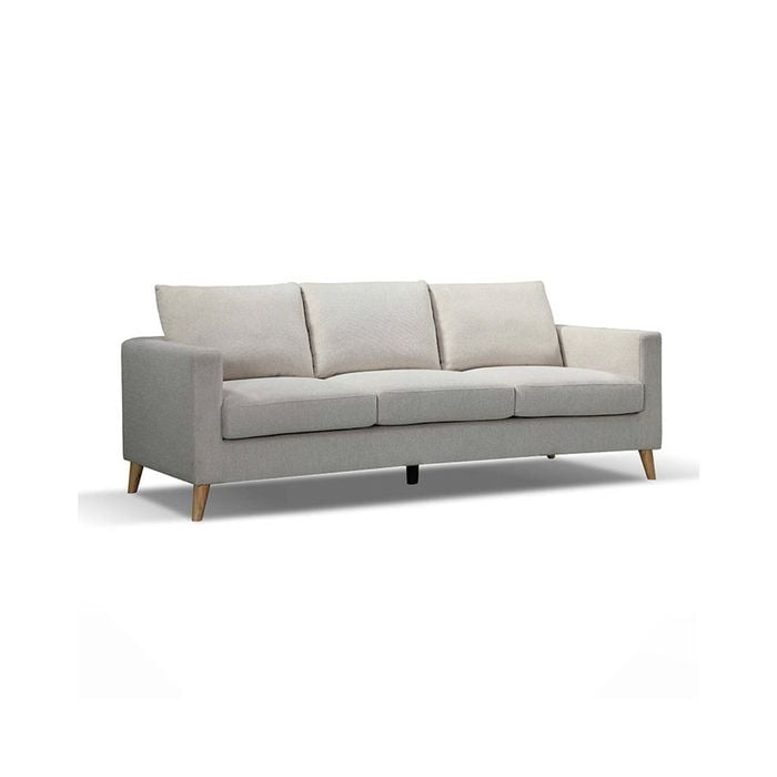 Modern Furniture DELLAN 3 Seater Sofa - Light Cream with Natural Oak legs