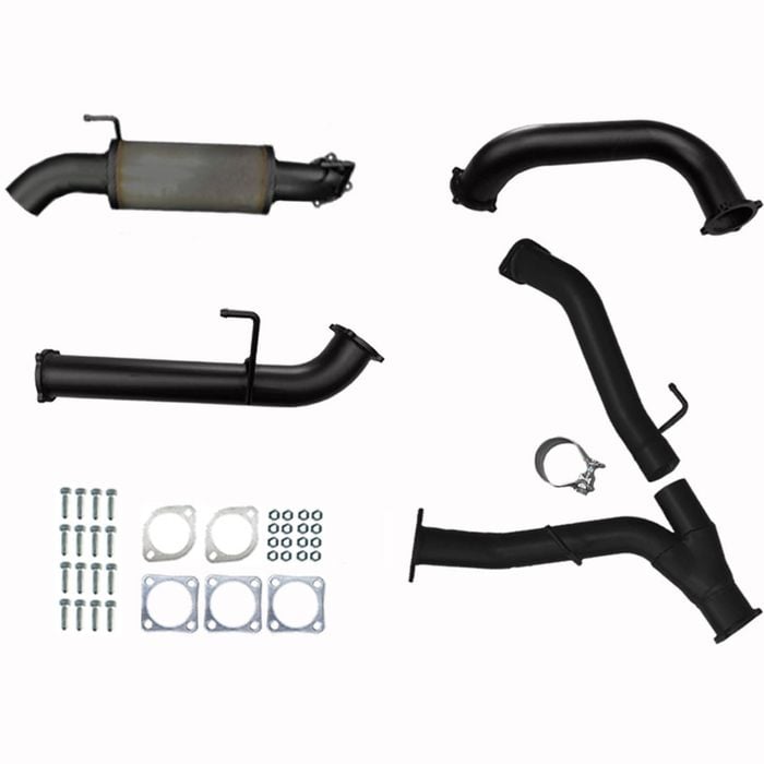 Toyota Landcruiser Exhaust 200 Series 4.5L V8 Twin 3" To Single 3.5" DPF Back With Rear Muffler Black Aluminised Steel