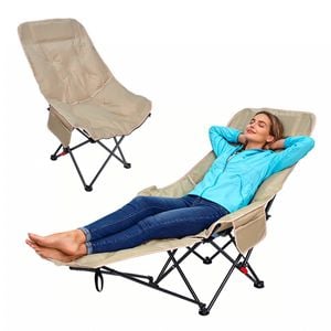 Folding Camping Recliner Outdoor Portable Heavduty Moon Chair 3-level Adjustable