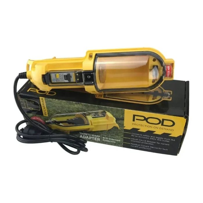 Pod 15a To 10a Adapter / Converter + Rcd Protection For Caravan, Rv, 10 15 Amp