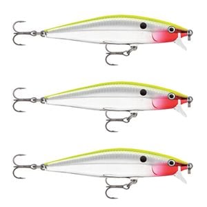 3x Rapala 8cm Flat Rap Floating Shallow Diving Fishing Lures - Clown