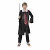 More Than Party Kids Wizard Costume Black Robe Cape Tie Wand One Size 96cm