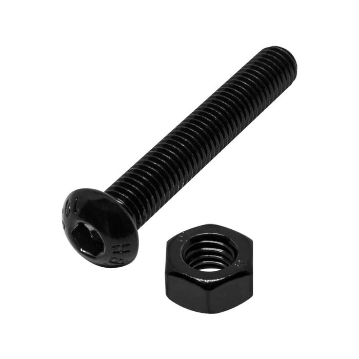 Pinnacle M6 x 50mm Black Ruspert® Round Head Bolts And Nuts - 6 Pack