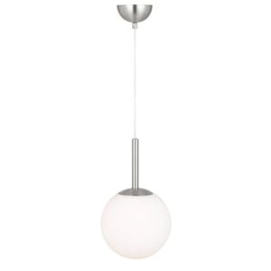 Telbix Bally Modern Pendant Hanging Lamp Light Glass Metal Opal Matt Nickel