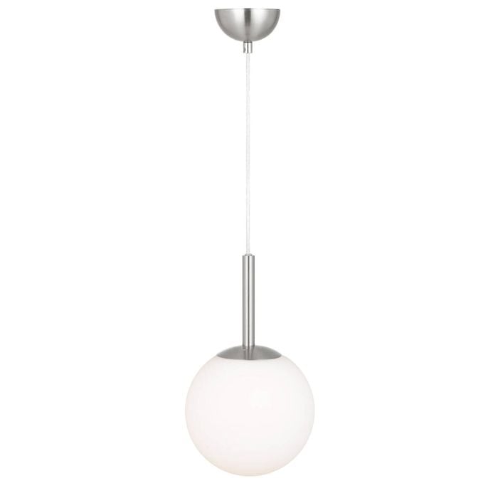 Telbix Bally Modern Pendant Hanging Lamp Light Glass Metal Opal Matt Nickel