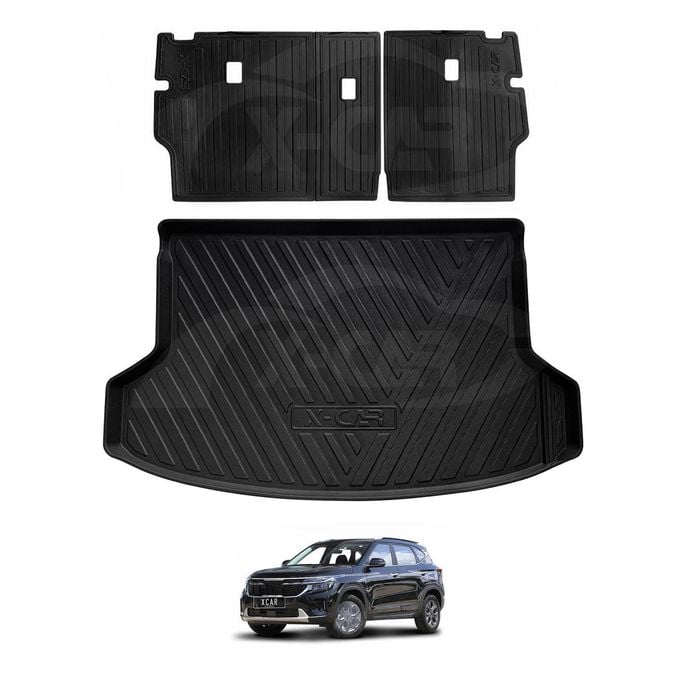 Boot Liner Back Seat Protector Combo for Kia Seltos 2019-2022 Car Kick Mats Cover Cargo Trunk Mat