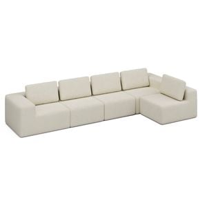 Ufurniture 5 Seater Cloud Sofa Boneless Sectional Floor Couch with Deep Seat Fluffy Comfy Modular Sofa Beige
