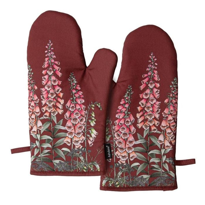 Ashdene Secret Garden Set of 2 Oven Mitts - Maroon