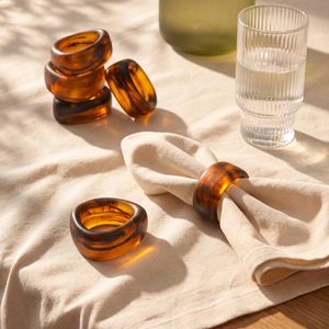 Cadence & Co. Chianti Resin Napkin Rings Set of 6 Amber