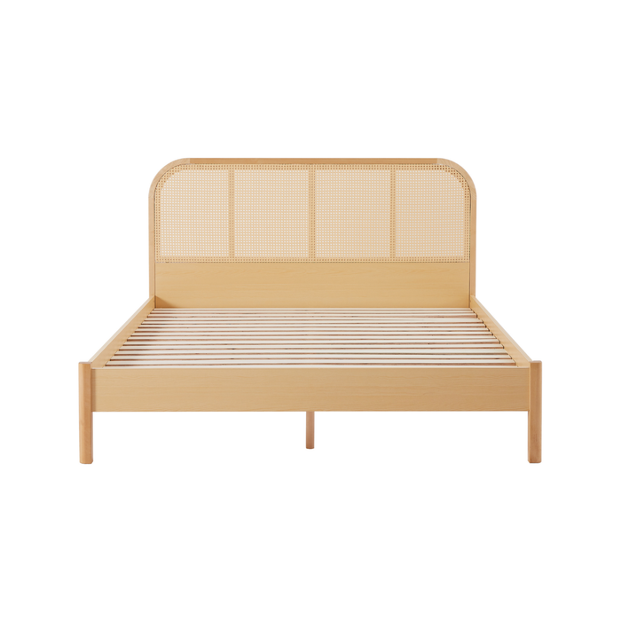 Lulu Bed Frame with Curved Rattan Bedhead