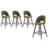 Oikiture 4X Bar Stools Green Boucle