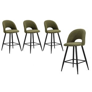 Oikiture 4X Bar Stools Green Boucle