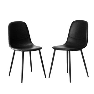 Oikiture 2PC Dining Chair PU leather Black