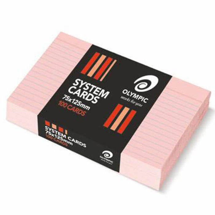 Olympic Ruled System Cards 75x125mm (100pk) (Pink)