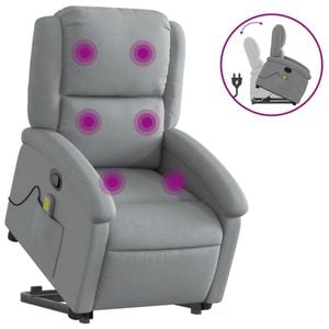 vidaXL Stand up Massage Recliner Chair Light Grey Fabric