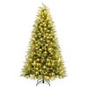 Costway 2.1M Pre-Lit Artificial Christmas Tree Soft TPE & PVC Mixed Xmas Tree w/330 LEDs-Green