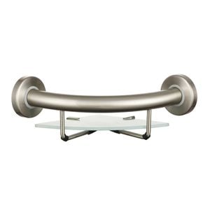 evekare Brushed Nickel Corner Shelf with Grab Rail