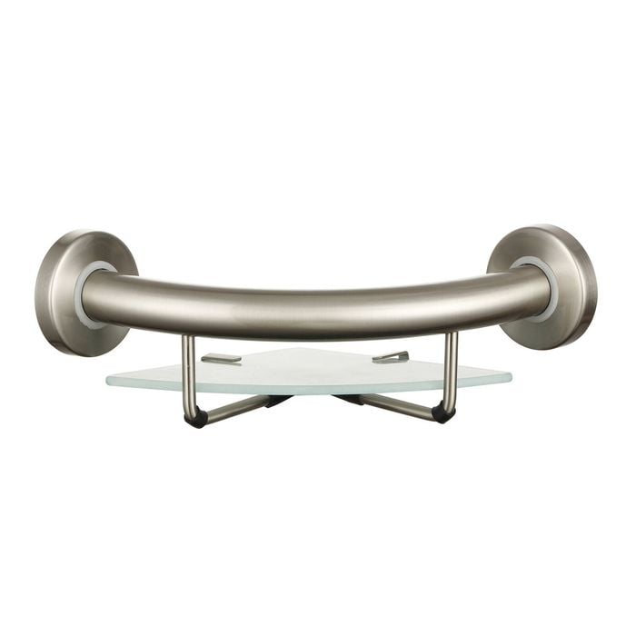 evekare Brushed Nickel Corner Shelf with Grab Rail
