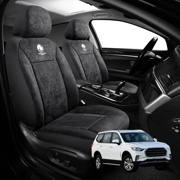 Australian Goose Edition Front Seat Covers for LDV D90 2017 - Current - Suede, Universal Fit - Black