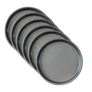SOGA 6 Pack 10 Inch Round Black Steel Non-Stick Pizza Trays