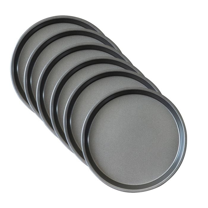 SOGA 6 Pack 10 Inch Round Black Steel Non-Stick Pizza Trays