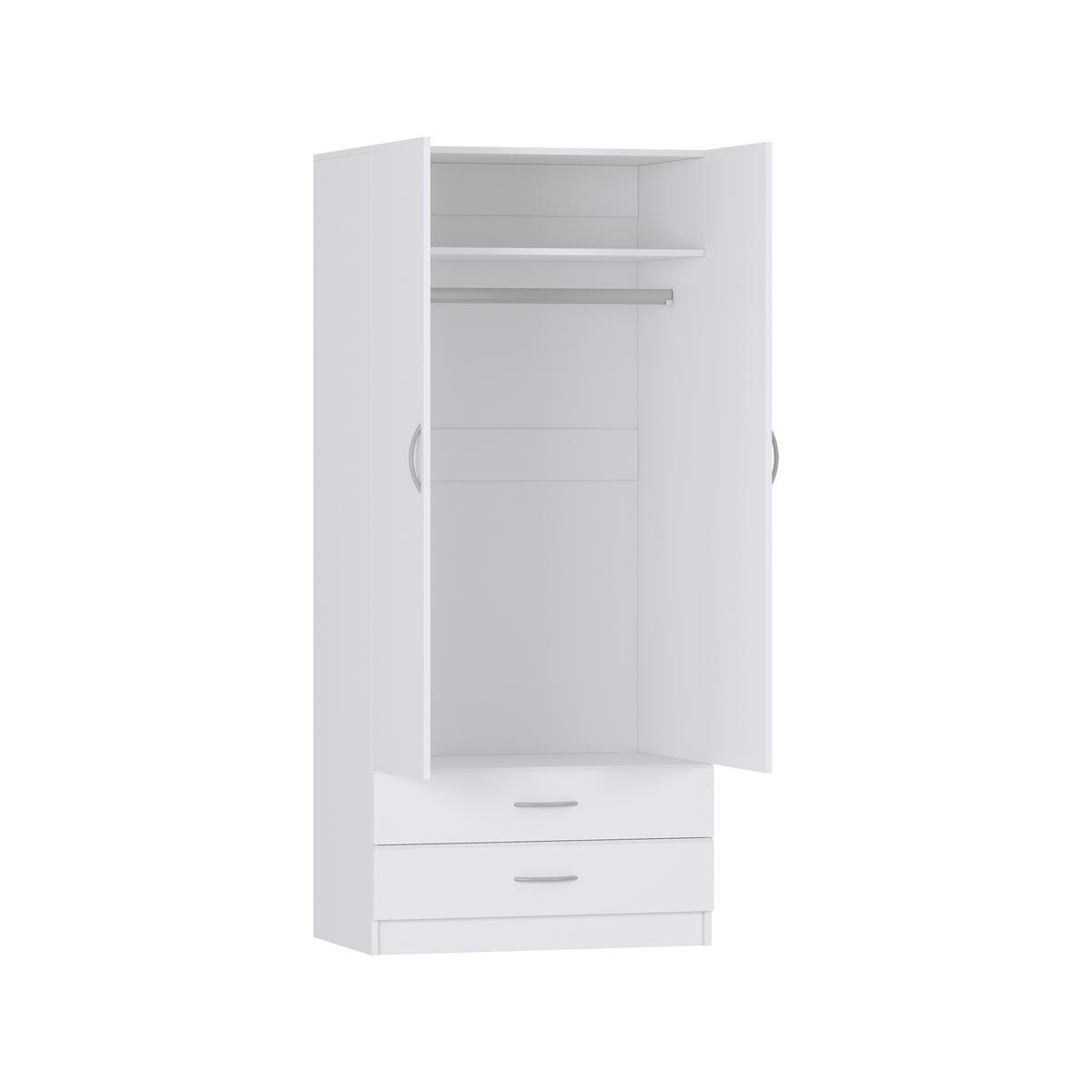Practa 800mm White 2 Door 2 Drawer Robe - Bunnings New Zealand
