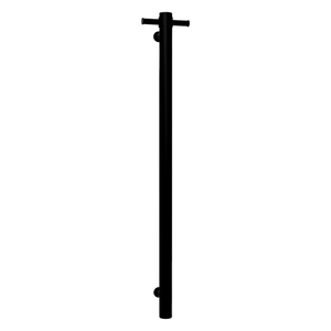 Hotwire 900mm Black Single Vertical Round Slimline Heated Towel Rail