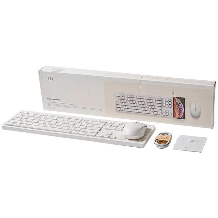 Pout Hands 5 Combo Charging Pad/Keyboard/Wireless Mouse Set for PC/Laptop White