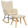vidaXL Rocking Chair with a Stool Cream Fabric Home Armchair Seating Rocker