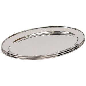 Argon Tableware 3x Oval Serving Platters - 60 x 41cm - Stainless Steel Dinner Tray Oval Plate Small Appetizer Serving Dishes