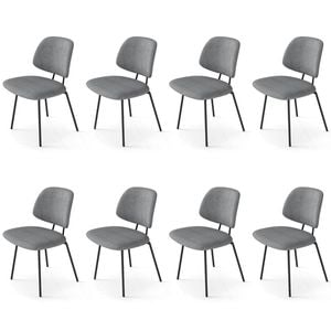Familand Dining Chairs Set of 8 Padded Seat Kitchen Living Room Chair Corduroy in Grey