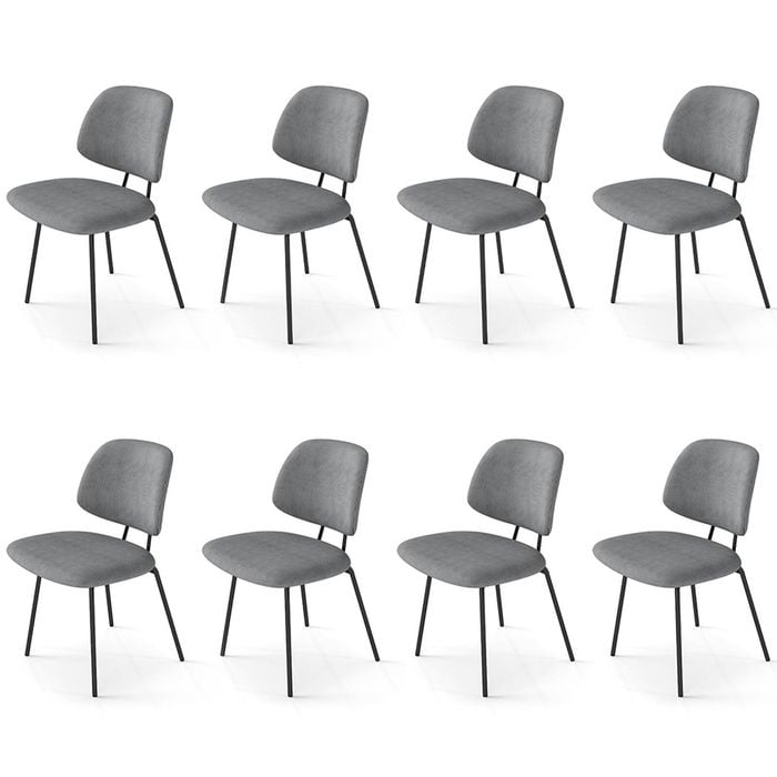 Familand Dining Chairs Set of 8 Padded Seat Kitchen Living Room Chair Corduroy in Grey