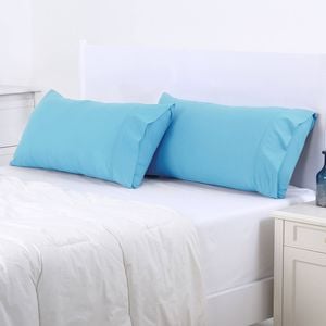 Dreamaker 250tc Plain Dyed Standard Pillowcases - Twin Pack - Aqua