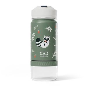 Monbento Twisty Kids Water Bottle with Snack Container- Racoon