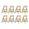 Oikiture 8x Dining Chairs Folding Rattan Chair Wooden Natural