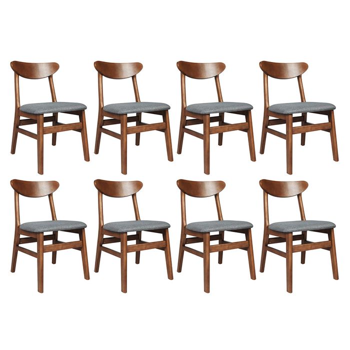 Levede 8pc Wooden Dining Chairs - Walnut