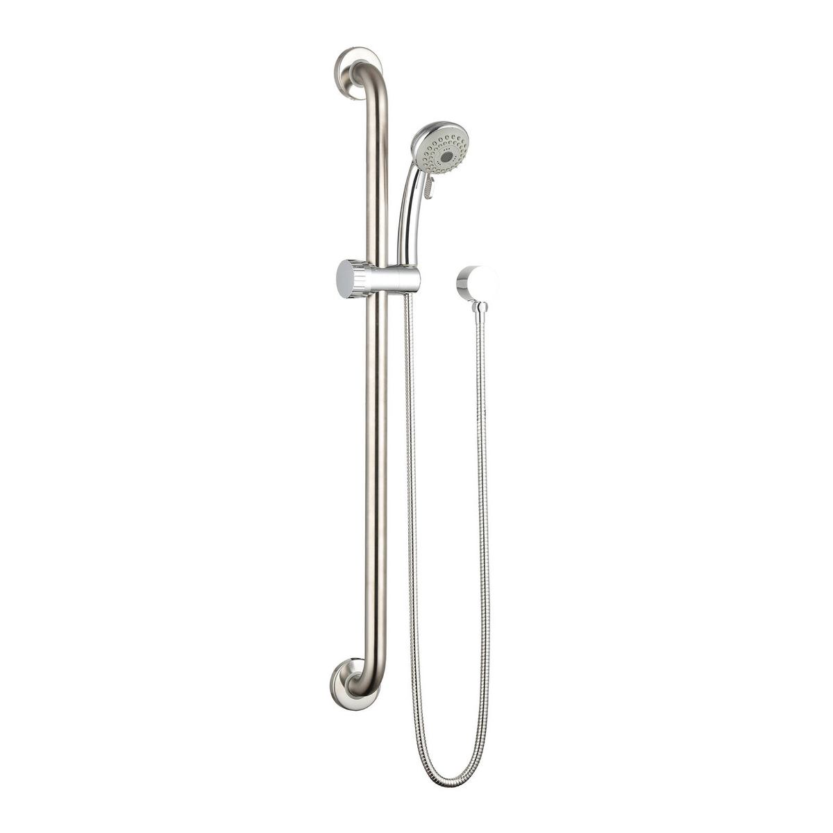 Evekare 32 x 900mm Chrome Grab Rail And 3 Function Shower With 2m Hose ...