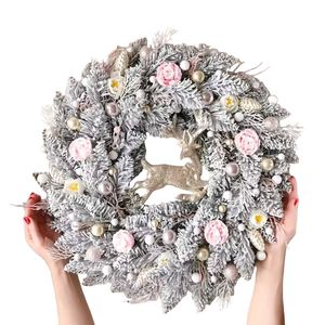 Lifebay Pink & Gold Christmas Wreath for Door