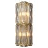 LumenSphere Scutum 2-Light Wall Light - Brass Finish, Clear Artistic Glass, Iron Frame, E14 Base