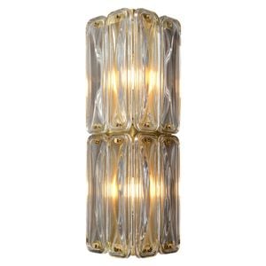 LumenSphere Scutum 2-Light Wall Light - Brass Finish, Clear Artistic Glass, Iron Frame, E14 Base