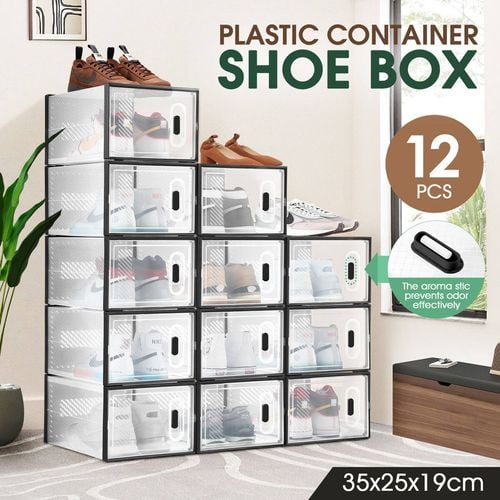 Luxsuite Plastic Shoe Boxes Stackable Clear Organiser 12 Pack Bunnings Australia