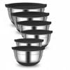 6-Piece Stainless Steel Mixing Bowl Set with Lids and Non-Slip Bottoms