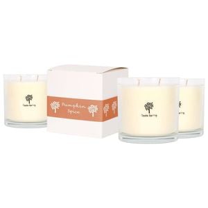 Nicola Spring 3x 400g Soy Wax Scented Candles - Pumpkin Spice - 45 Hour Burn Time Relaxation Aromatherapy Gift Ready Jar Candle
