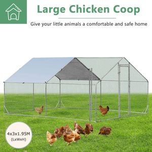 Costway Large Walk-in Chicken Coop Outdoor 4x3x1.95m